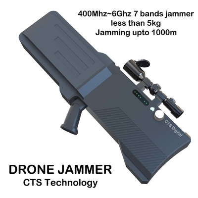 7 bands Drone jammer 400mhz ~6ghz 4.8kg weight 1000m jamming range Anti-drone system