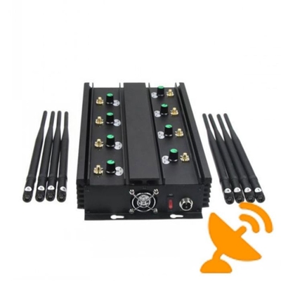 Adjustable 8 Band UHF VHF Jammer Device To Block Mobile Phone Signal 16W